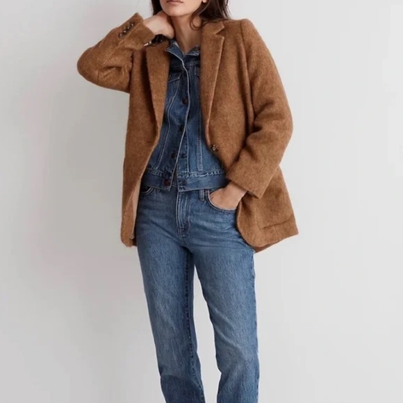 Madewell Bouclé Larsen Blazer Size XL Toffee Melange Brown Jacket Alpaca Blend - Picture 6 of 16